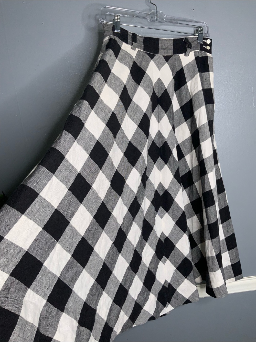 Liz Claiborne Vintage Black & White Linen Check A-Line Skirt Size 8 - Picture 3 of 9